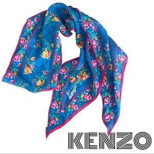 Vintage KENZO long silk scarf floral made in Japan